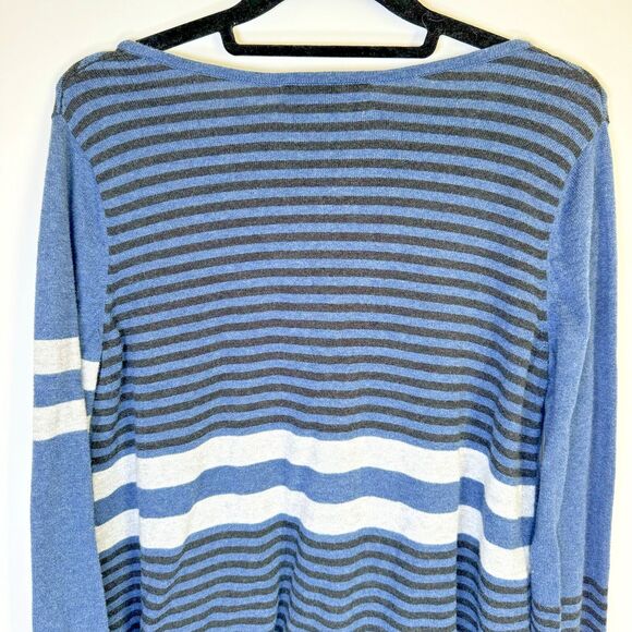 Indigenous Sweater Womens Small Blue Black Organic Cotton Striped Full Zip Peru - Picture 4 of 12